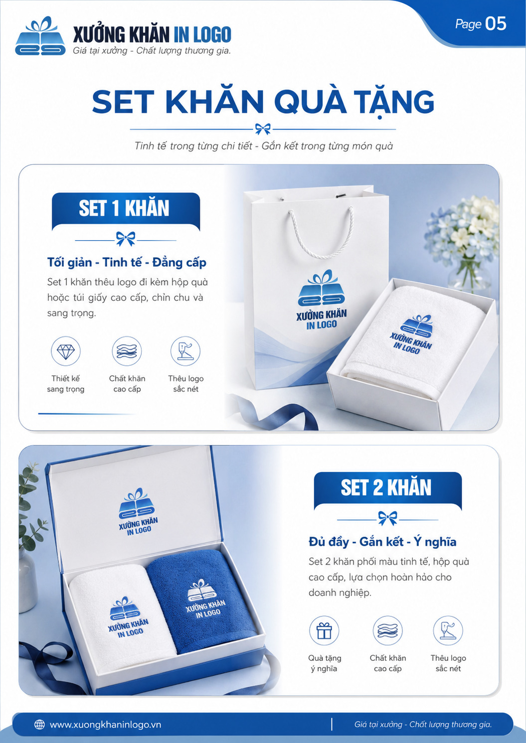 Set khăn thêu logo đóng hộp