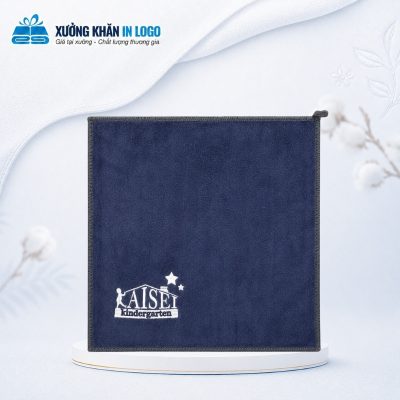 Khăn thêu logo chất liệu Microfiber màu xanh dương kích thước 30x30cm KB-02