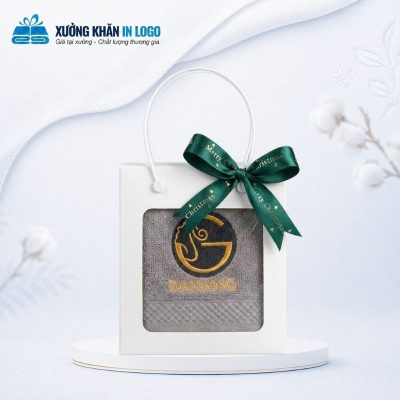 Set 1 khăn quà tặng thêu logo chất liệu Cotton màu xám kích thước 29x49cm SKB-03 - Ảnh đại diện