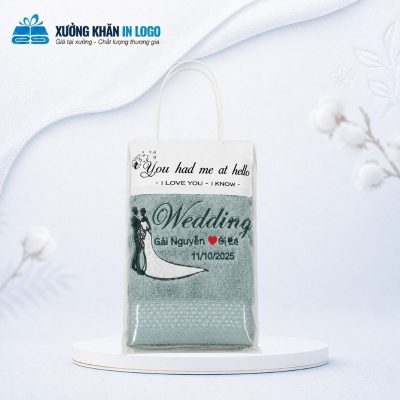 Set 1 khăn quà tặng thêu logo chất liệu Cotton màu xanh dương kích thước 35x78cm SKB-07 - Ảnh đại diện