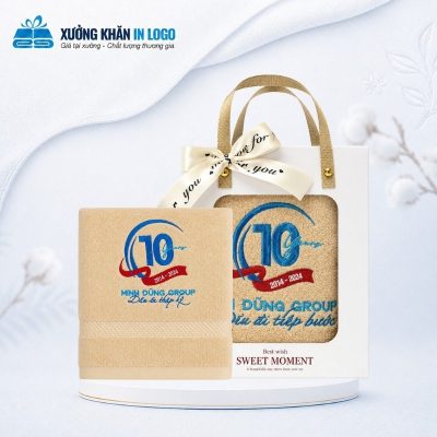 Set 1 khăn quà tặng thêu logo màu vàng kem kích thước 35x78cm SKB-01 - Ảnh đại diện