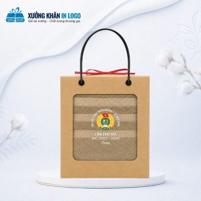 Set 2 khăn quà tặng thêu logo chất liệu sợi tre màu nâu kích thước 30x50cm SKB-19 - Ảnh đại diện