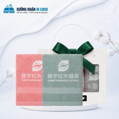 Set 2 khăn quà tặng thêu logo (khăn mặt, khăn tắm) chất liệu Cotton màu hồng xanh SKB-25 - Ảnh đại diện