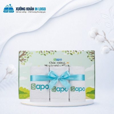 Set 3 khăn quà tặng thêu logo (khăn tắm, mặt, thể thao) chất liệu Cotton màu trắng SKB-33 - Ảnh đại diện